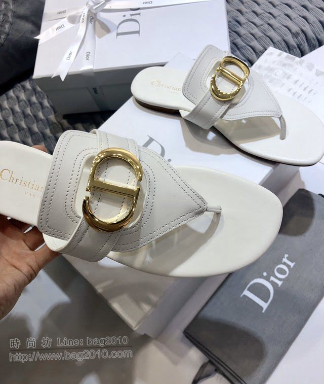 DIOR女鞋 迪奧2021專櫃新款CD字母金屬logo平底人字拖 Dior果凍色拖鞋  naq1424